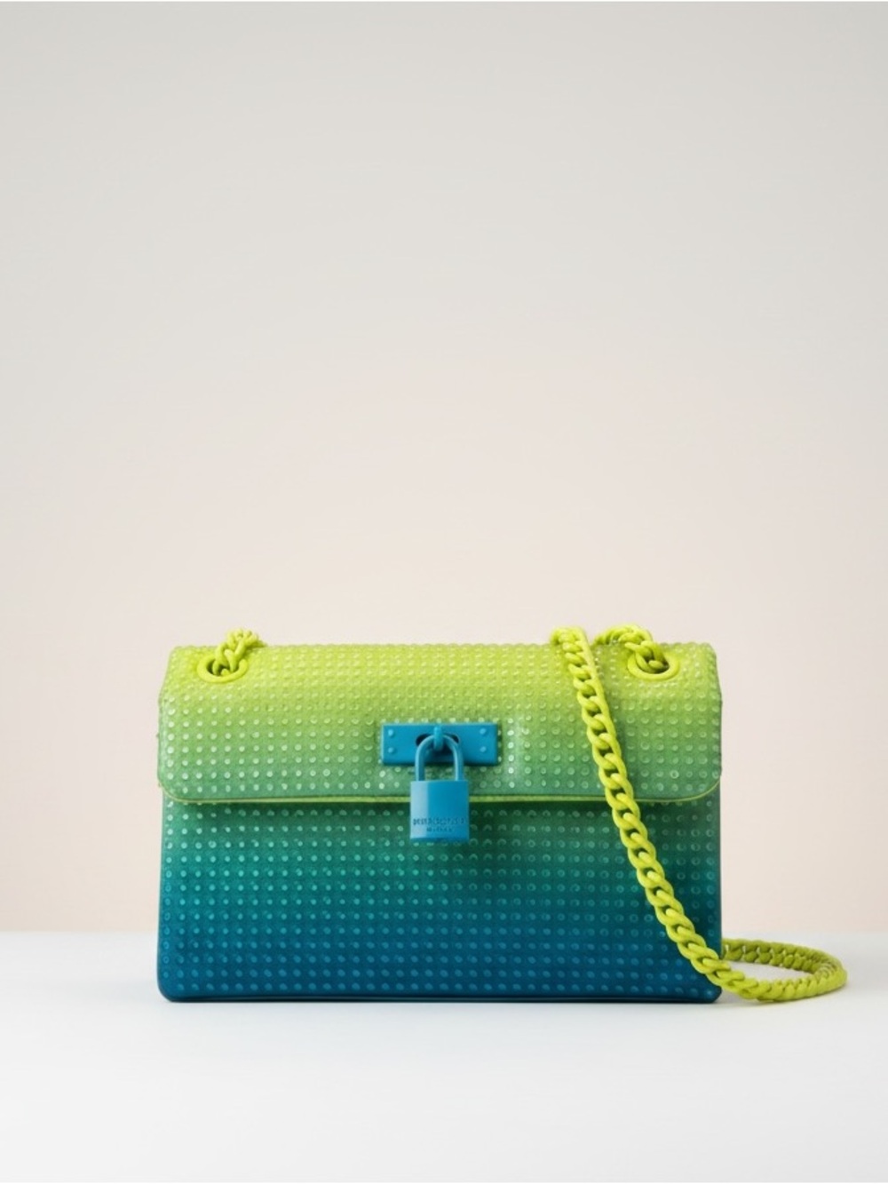 Kurt Geiger Gradient Lime to Teal Shoulder Bag with Chain Strap